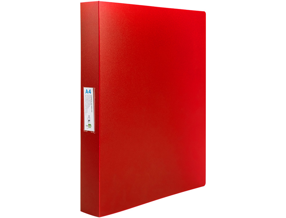 CLASSEUR KANGOUROU LIDERPAPEL 2 ANNEAUX EN D 40MM POLYPROPYLENE 283X320MM DOCUMENT A4 COLORIS ROUGE