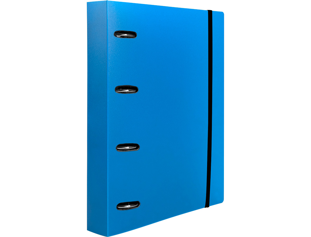 CLASSEUR LIDERPAPEL 4 ANNEAUX EN D 25MM A4 POLYPROPYLENE FEUILLETS MOBILES 100F 5X5MM COLORIS BLEU TRANSLUCIDE