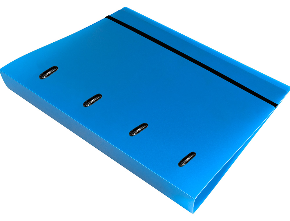 CLASSEUR LIDERPAPEL 4 ANNEAUX EN D 25MM A4 POLYPROPYLENE FEUILLETS MOBILES 100F 5X5MM COLORIS BLEU TRANSLUCIDE