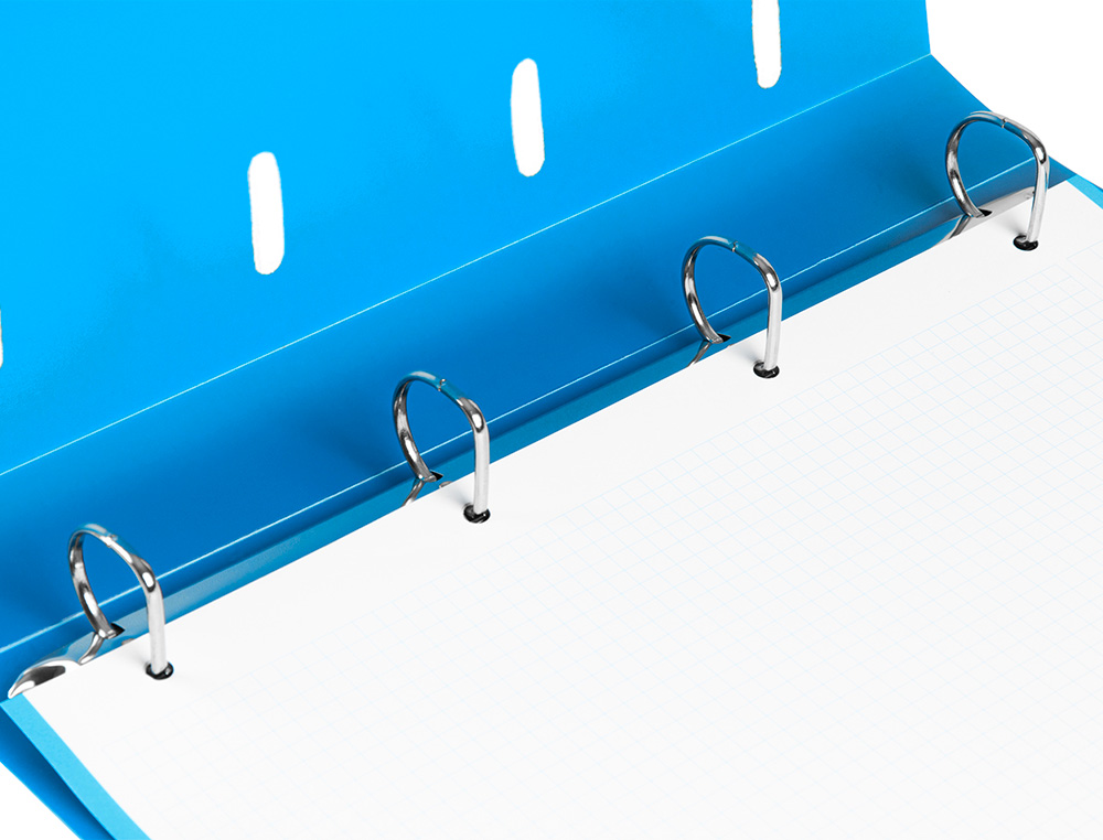 CLASSEUR LIDERPAPEL 4 ANNEAUX EN D 25MM A4 POLYPROPYLENE FEUILLETS MOBILES 100F 5X5MM COLORIS BLEU TRANSLUCIDE