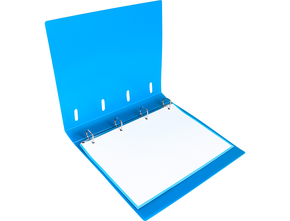 CLASSEUR LIDERPAPEL 4 ANNEAUX EN D 25MM A4 POLYPROPYLENE FEUILLETS MOBILES 100F 5X5MM COLORIS BLEU TRANSLUCIDE