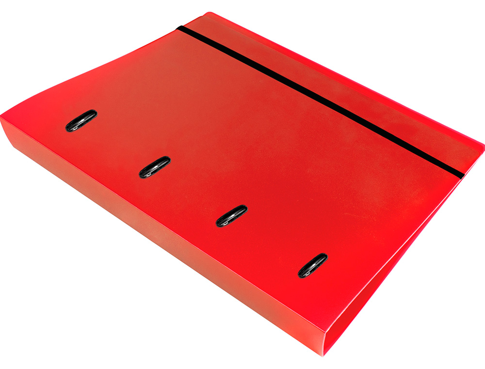 CLASSEUR LIDERPAPEL 4 ANNEAUX EN D 25MM A4 POLYPROPYLENE FEUILLETS MOBILES 100F 5X5MM COLORIS ROUGE TRANSLUCIDE