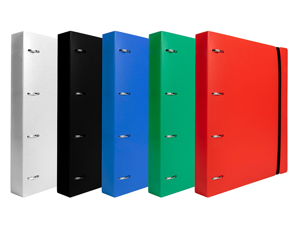 CLASSEUR LIDERPAPEL 4 ANNEAUX EN D 25MM A4 POLYPROPYLENE FEUILLETS MOBILES 100F 5X5MM COLORIS ROUGE TRANSLUCIDE