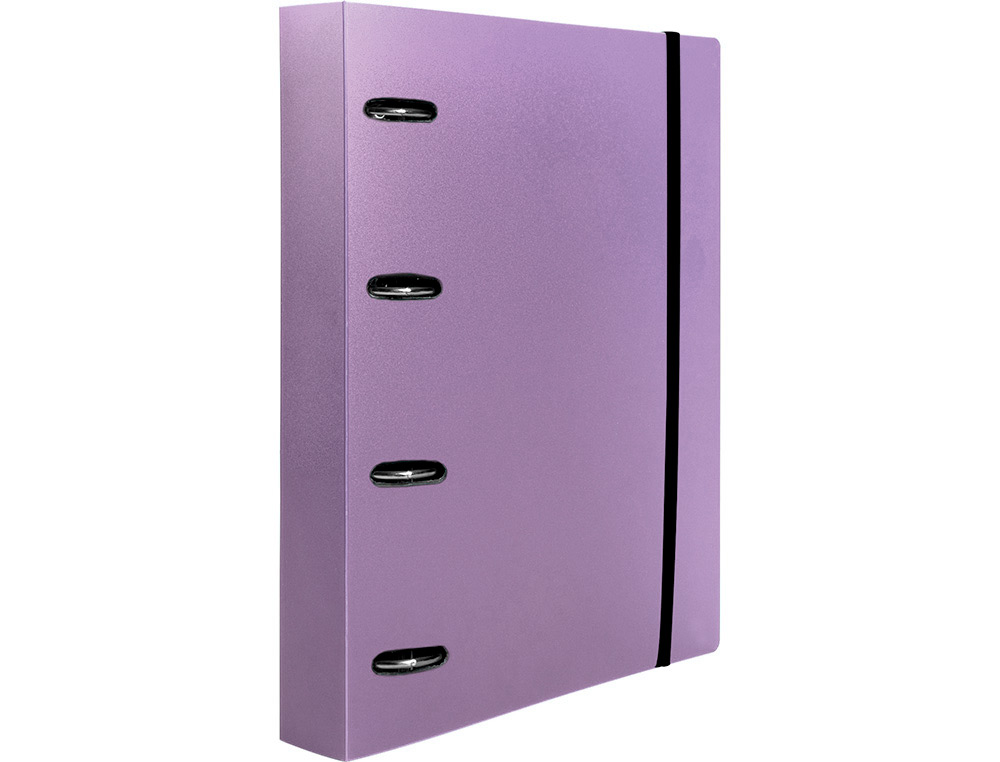 CLASSEUR LIDERPAPEL 4 ANNEAUX EN D 25MM A4 POLYPROPYLENE FEUILLETS MOBILES 100F 5X5MM COLORIS LAVANDE