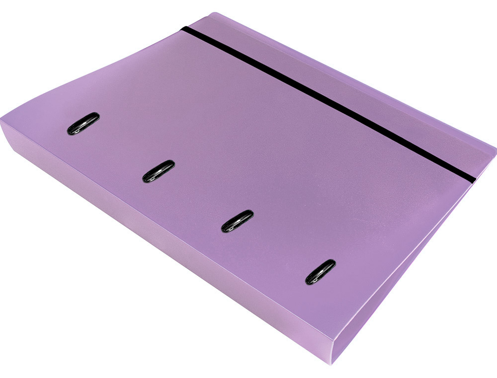 CLASSEUR LIDERPAPEL 4 ANNEAUX EN D 25MM A4 POLYPROPYLENE FEUILLETS MOBILES 100F 5X5MM COLORIS LAVANDE