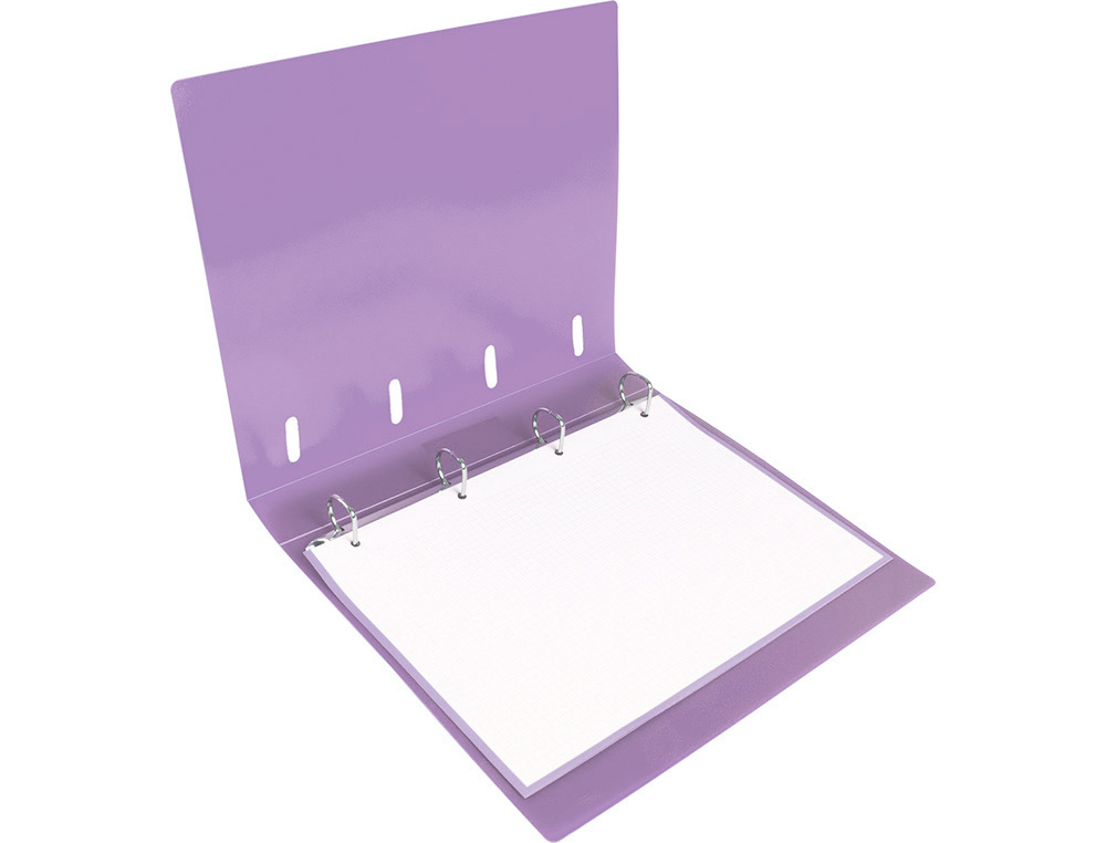 CLASSEUR LIDERPAPEL 4 ANNEAUX EN D 25MM A4 POLYPROPYLENE FEUILLETS MOBILES 100F 5X5MM COLORIS LAVANDE
