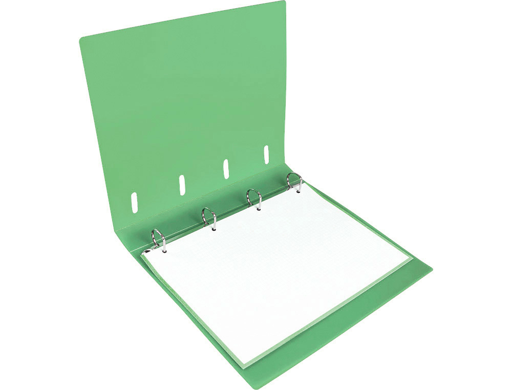 CLASSEUR LIDERPAPEL 4 ANNEAUX EN D 25MM A4 POLYPROPYLENE    FEUILLETS MOBILES 100F 5X5MM  COLORIS MENTHE