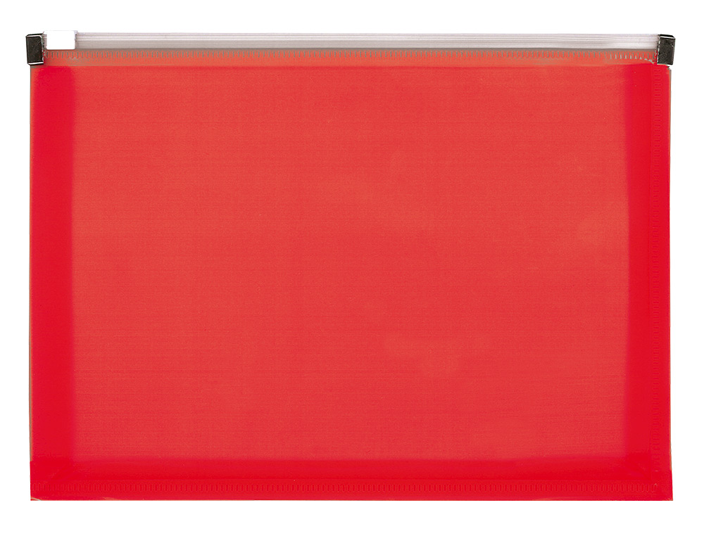 POCHETTE ENVELOPPE LIDERPAPEL POLYPROPYLENE 180 MICRONS A6 105X148MM FERMETURE ECLAIR ROUGE TRANSLUCIDE