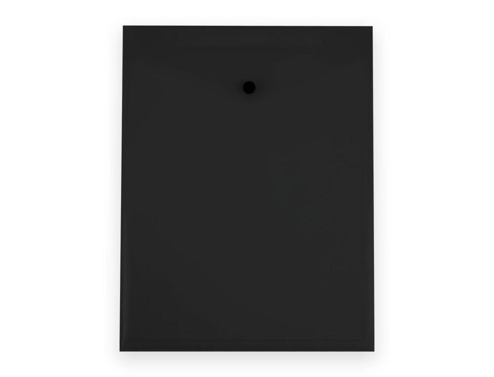 POCHETTE ENVELOPPE LIDERPAPEL POLYPROPYLENE 180 MICRONS A4  297X210MM AVEC SOUFFLET 300F  FERMETURE BOUTON NOIR OPAQUE