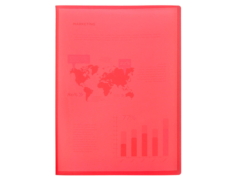 PROTEGE-DOCUMENTS LIDERPAPEL POLYPROPYLENE COUVERTURE      FLEXIBLE 80 POCHETTES FIXES   A4 220X297MM ROUGE TRANSLUCIDE