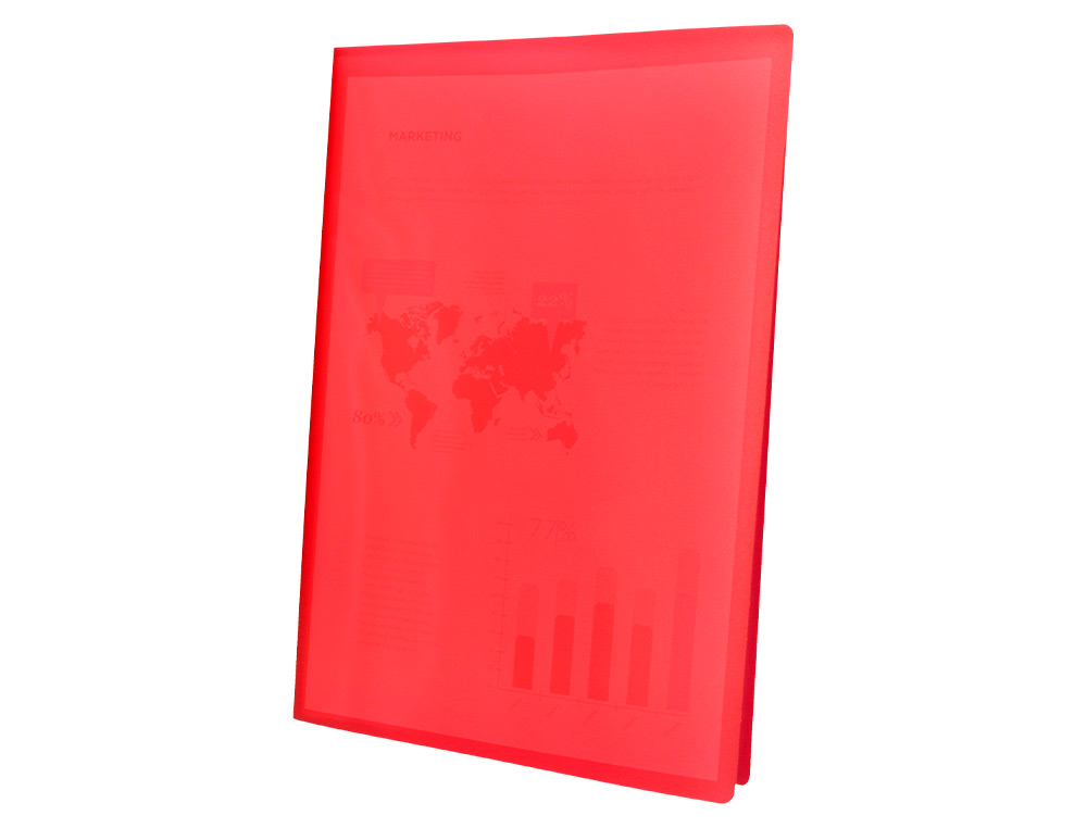 PROTEGE-DOCUMENTS LIDERPAPEL POLYPROPYLENE COUVERTURE      FLEXIBLE 80 POCHETTES FIXES   A4 220X297MM ROUGE TRANSLUCIDE