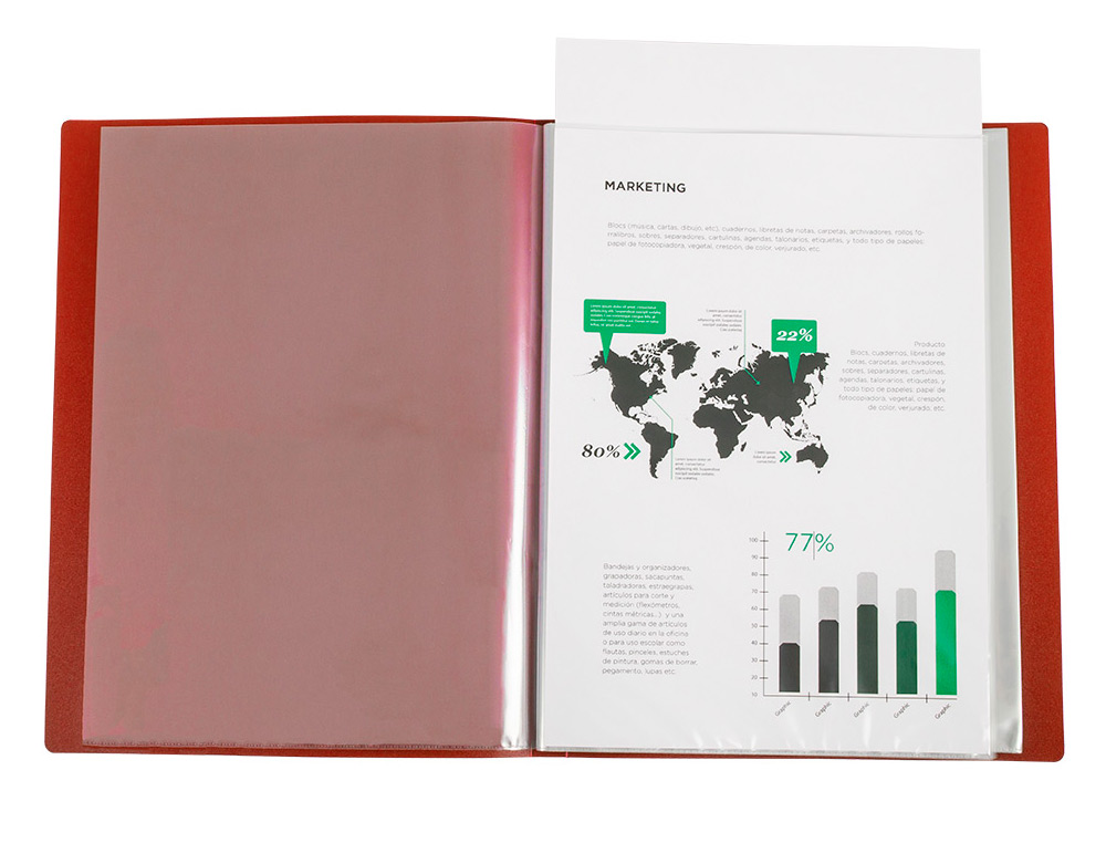 PROTEGE-DOCUMENTS LIDERPAPEL PERSONNALISABLE KANGOUROU     POLYPROPYLENE 30 POCHETTES    FIXES A4 COLORIS ROUGE