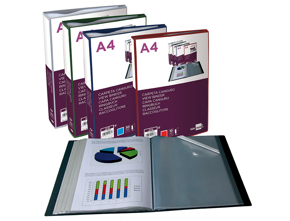 PROTEGE-DOCUMENTS LIDERPAPEL PERSONNALISABLE KANGOUROU     POLYPROPYLENE 30 POCHETTES    FIXES A4 COLORIS ROUGE
