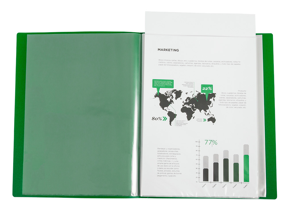 PROTEGE-DOCUMENTS LIDERPAPEL PERSONNALISABLE KANGOUROU     POLYPROPYLENE 30 POCHETTES    FIXES A4 COLORIS VERT