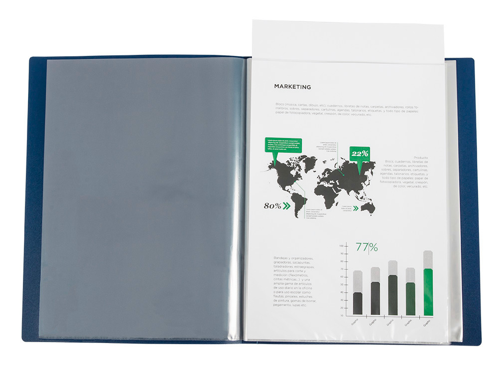 PROTEGE-DOCUMENTS LIDERPAPEL PERSONNALISABLE KANGOUROU     POLYPROPYLENE 60 POCHETTES    FIXES A4 COLORIS BLEU