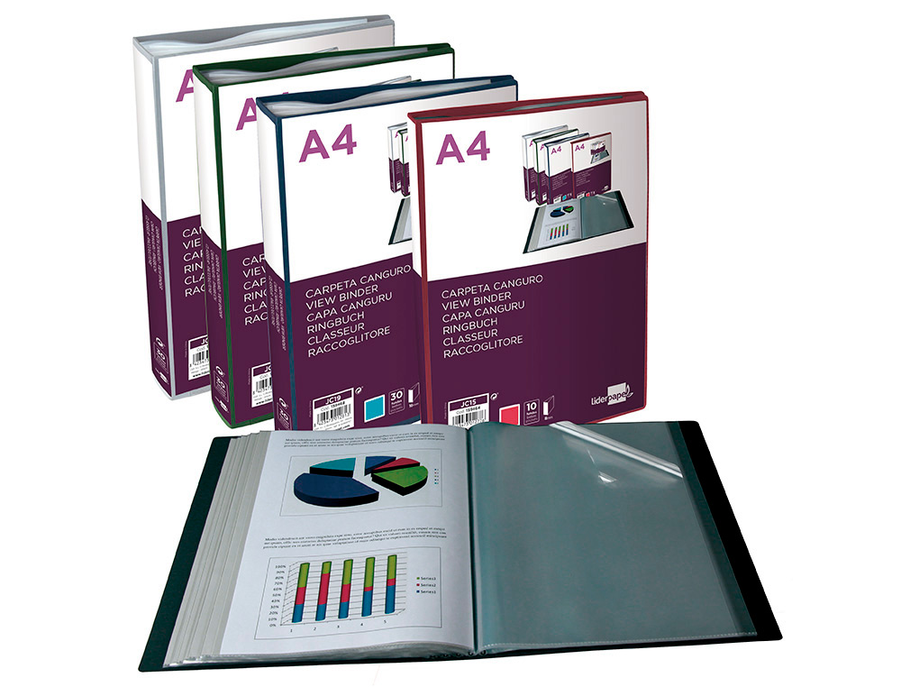 PROTEGE-DOCUMENTS LIDERPAPEL PERSONNALISABLE KANGOUROU     POLYPROPYLENE 60 POCHETTES    FIXES A4 COLORIS BLEU