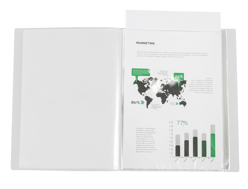 PROTEGE-DOCUMENTS LIDERPAPEL PERSONNALISABLE KANGOUROU     POLYPROPYLENE 80 POCHETTES    FIXES A4 COLORIS TRANSPARENT