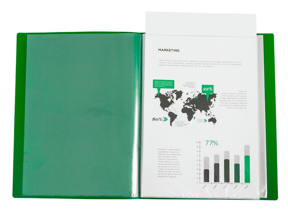 PROTEGE-DOCUMENTS LIDERPAPEL PERSONNALISABLE KANGOUROU     POLYPROPYLENE 80 POCHETTES    FIXES A4 COLORIS VERT