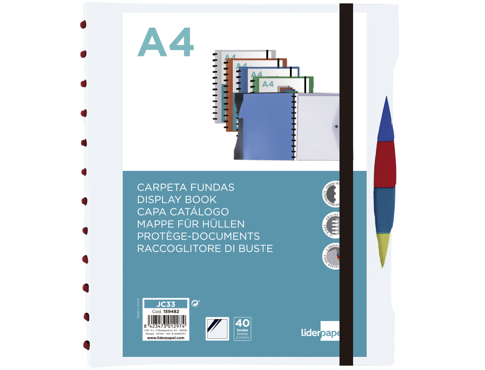 PROTEGE-DOCUMENTS LIDERPAPEL PERSONNALISABLE KANGOUROU 40 POCHETTES AMOVIBLES 5 INTERCALAIRES A4 TRANSPARENT