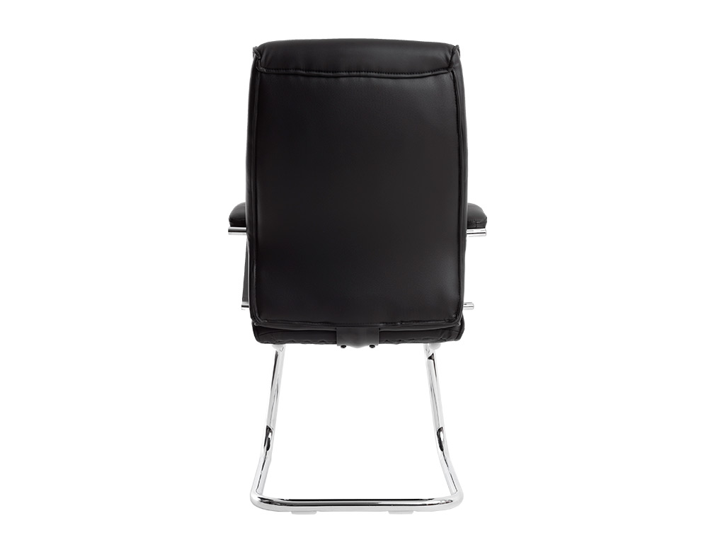 SIEGE VISITEUR Q-CONNECT MODENA SIMILI CUIR PIEDS METAL CHROME HAUTEUR 1050MM LARGEUR 630MM PROF 650MM COLORIS NOIR