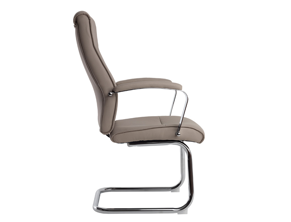 SIEGE VISITEUR Q-CONNECT MODENA SIMILI CUIR PIEDS METAL CHROME HAUTEUR 1050MM LARGEUR 630MM PROF 650MM COLORIS GRIS