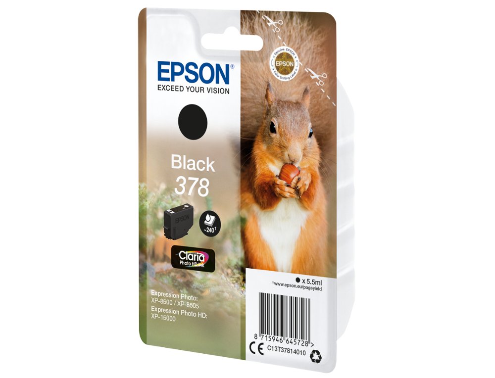 CARTOUCHE ENCRE EPSON 378 XP-8605 / 8606 / XP-15000 /   XP-8500 / 8505 COULEUR NOIR   240 PAGES
