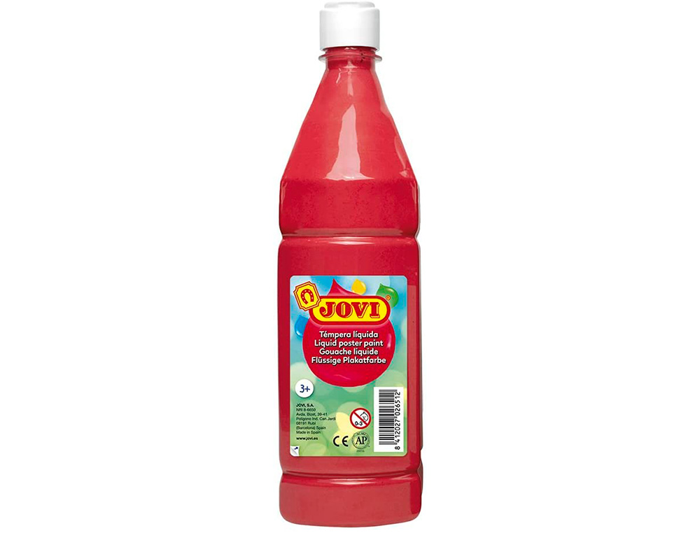 GOUACHE LIQUIDE JOVI BASIC TOUT SUPPORT PAPIER CARTON    BOIS TISSU PATE A MODELER 1L  COLORIS VERMILLON