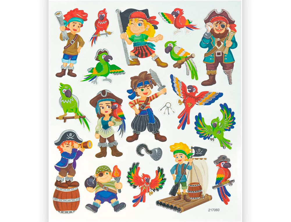 STICKER CHARMING FOLIA PIRATES 15X17CM 2 FEUILLES    ASSORTIES 45 PIECES