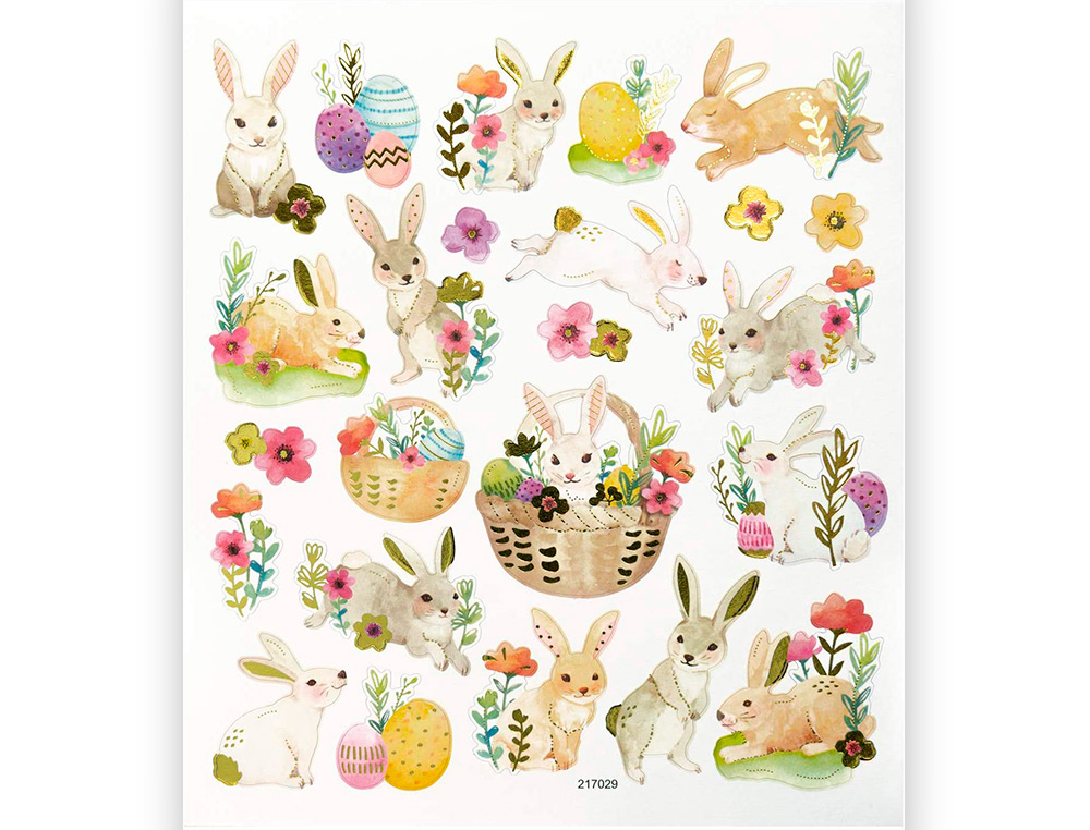 STICKER CHARMING FOLIA HAPPY EASTER 15X17CM 2 FEUILLES     ASSORTIES 38 PIECES