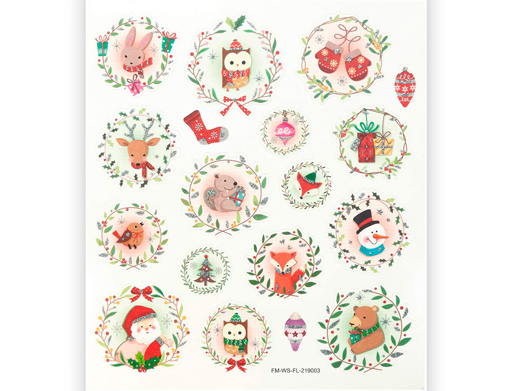 STICKER CHARMING FOLIA CHRISTMAS III 15X17CM 2 FEUILLES ASSORTIES 61 PIECES