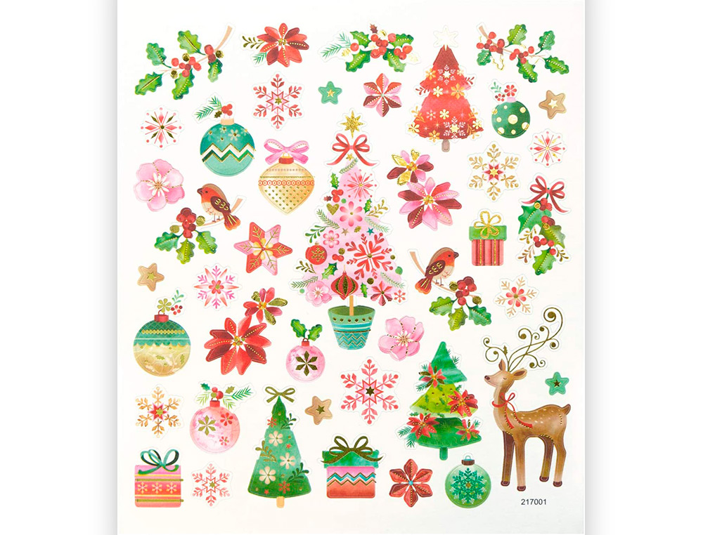 STICKER CHARMING FOLIA CHRISTMAS III 15X17CM 2 FEUILLES ASSORTIES 61 PIECES