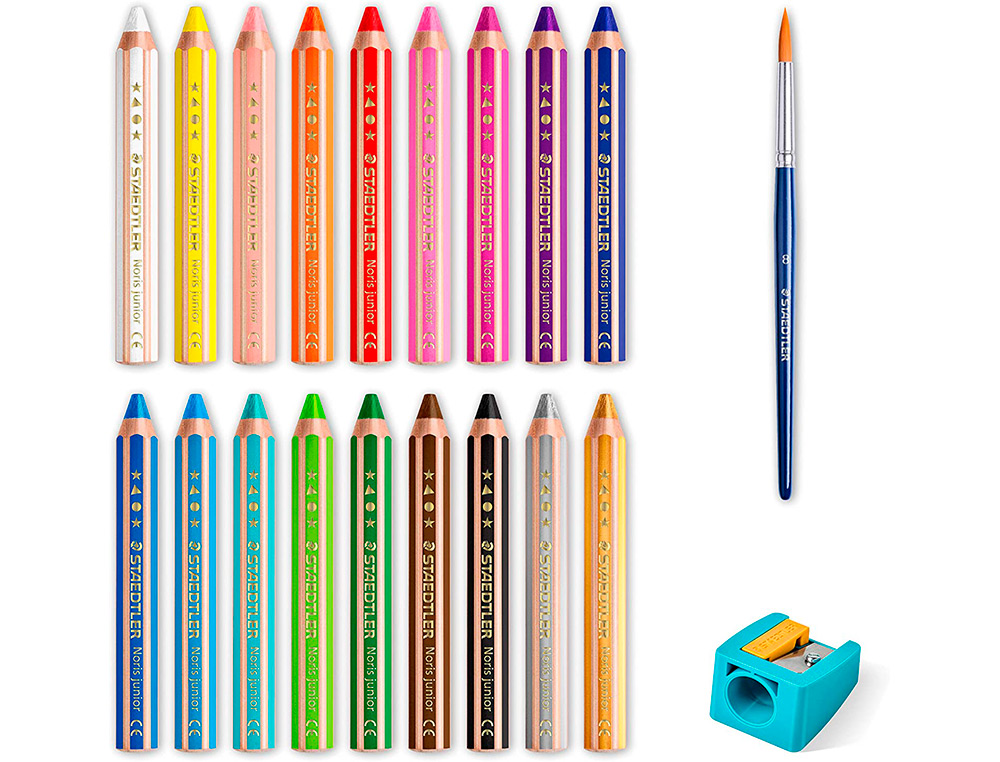 CRAYON COULEUR STAEDTLER NORIS JUNIOR 140 3-EN-1 CRAIE CIRE AQUARELLABLE             TAILLE-CRAYON COLORIS