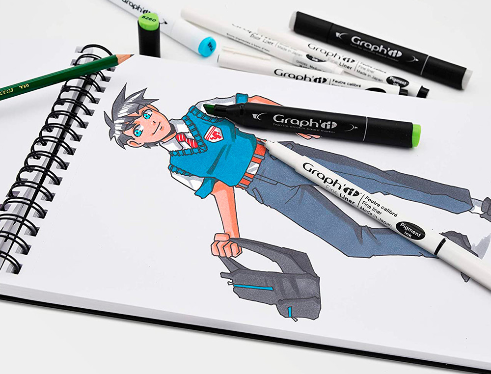 TRACE-MANGA GO MANGA 2 POCHOIRS SILHOUETTE A TRACER TENUE VESTIMENTAIRE ET ACCESSOIRES MODELE GARCON