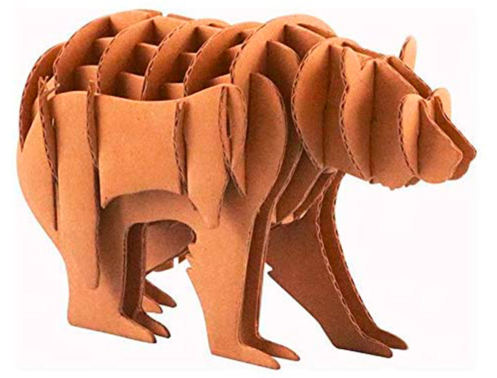 MAQUETTE OURS GRAINE CREATIVE CARTON A ASSSEMBLER DECORER   PERSONNALISER 150X150MM