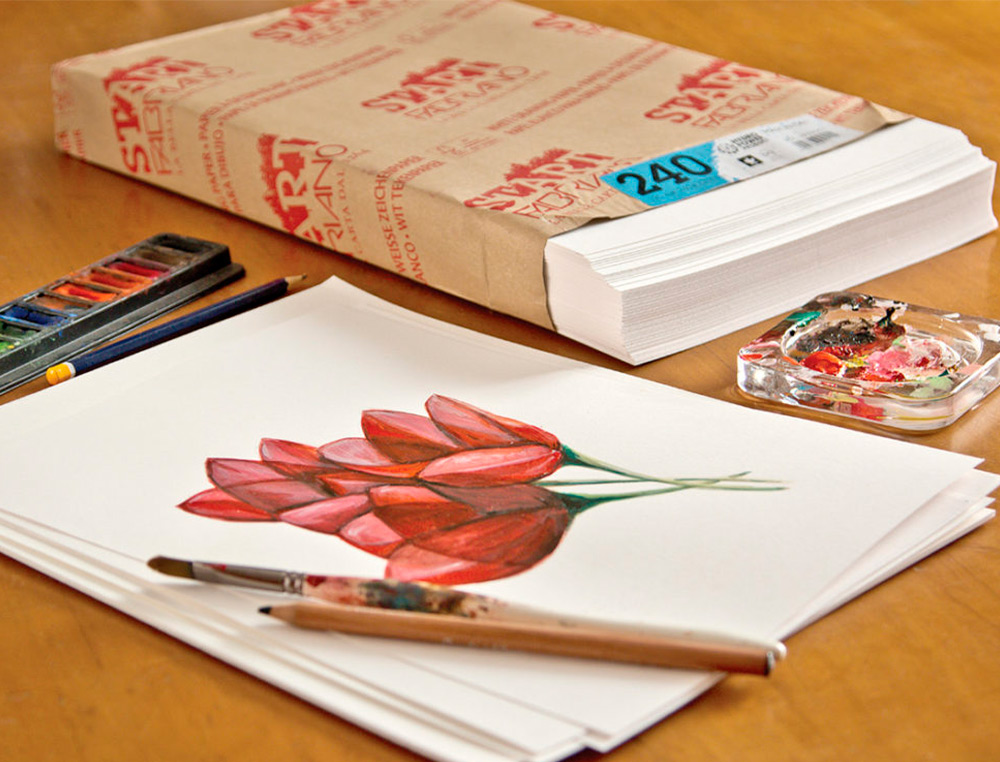 PAPIER DESSIN FABRIANO ST'ART 120G/M2 FORMAT 50X65CM 250    FEUILLES BLANC