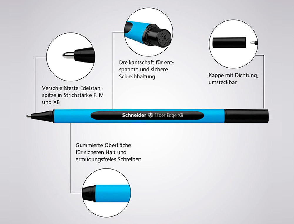 STYLO-BILLE SCHNEIDER SLIDER EDGE POINTE MOYENNE COLORIS ROUGE