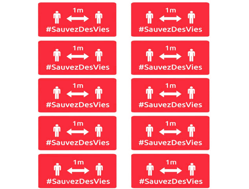 BADGES ADHESIFS AVERY DISTANCE 80X50 ROUGE LOT DE   20