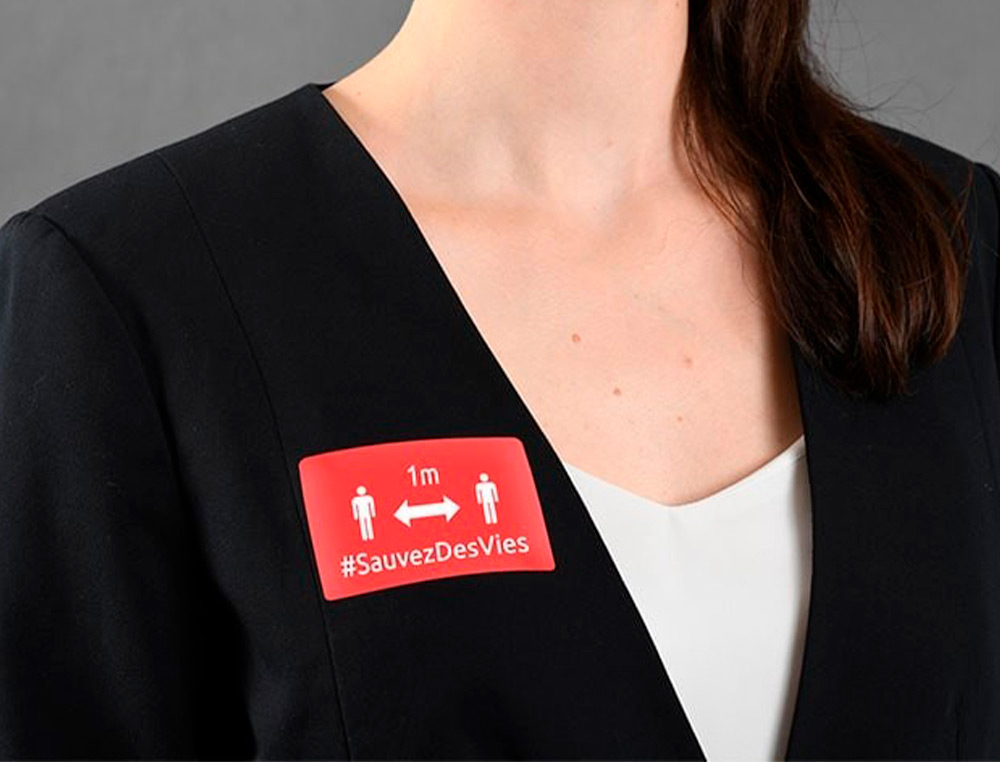 BADGES ADHESIFS AVERY DISTANCE 80X50 ROUGE LOT DE   20