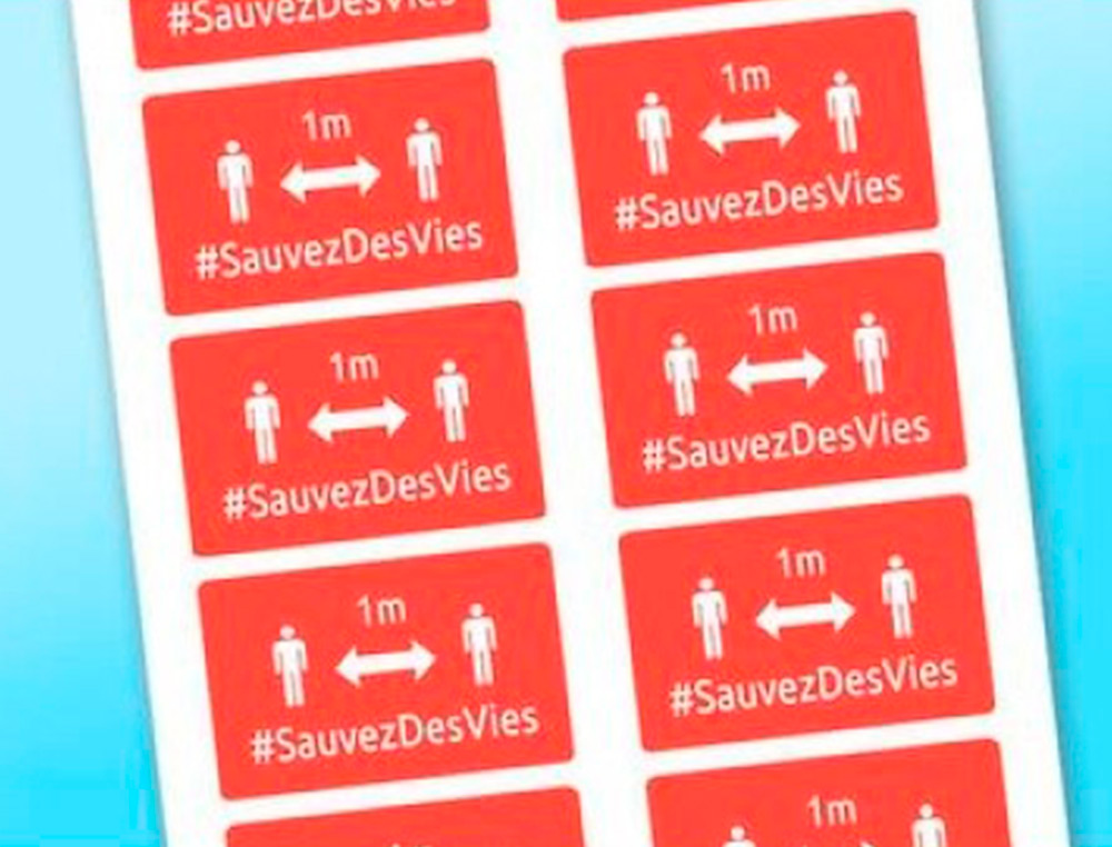 BADGES ADHESIFS AVERY DISTANCE 80X50 ROUGE LOT DE   20