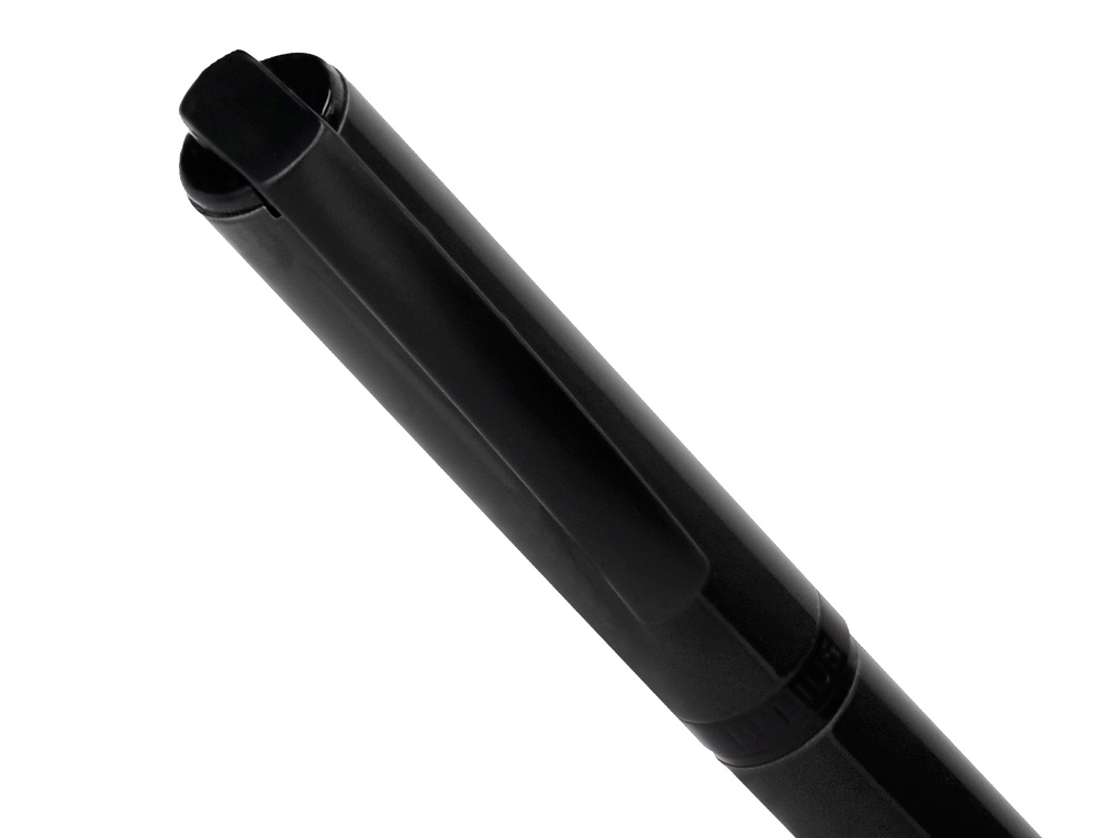 STYLO-BILLE BELIUS TURBO MONOCHROME ALUMINIUM TEXTURE POINTILLEE ENCRE BLEUE COLORIS NOIR DANS COFFRET CADEAU