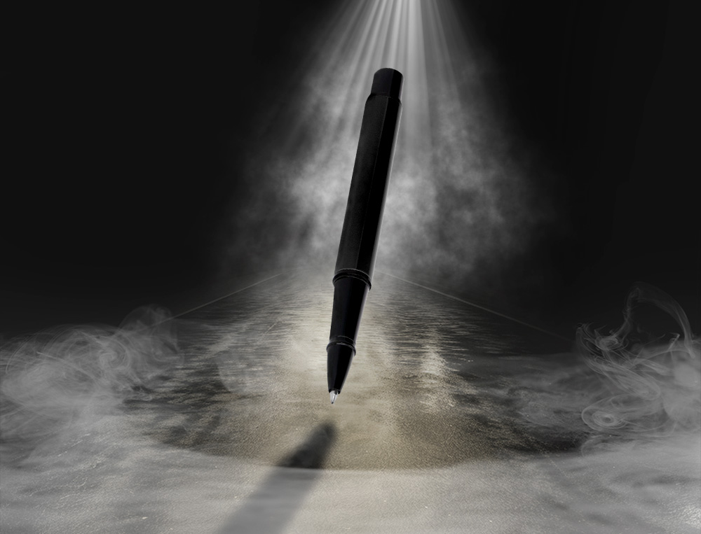 STYLO-BILLE BELIUS TURBO MONOCHROME ALUMINIUM TEXTURE POINTILLEE ENCRE BLEUE COLORIS NOIR DANS COFFRET CADEAU