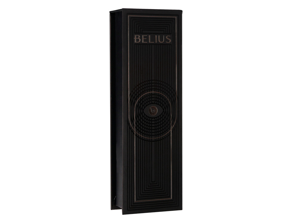 STYLO-BILLE BELIUS TURBO MONOCHROME ALUMINIUM TEXTURE POINTILLEE ENCRE BLEUE COLORIS NOIR DANS COFFRET CADEAU