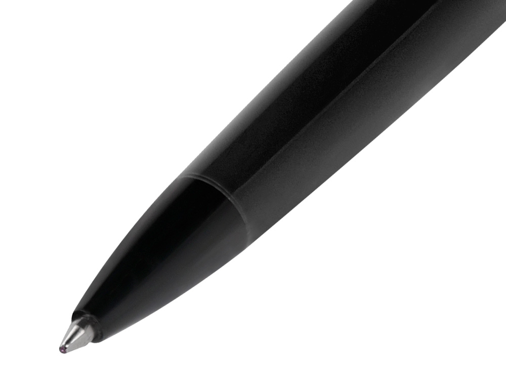 STYLO-BILLE BELIUS TURBO MONOCHROME ALUMINIUM TEXTURE POINTILLEE ENCRE BLEUE COLORIS NOIR DANS COFFRET CADEAU