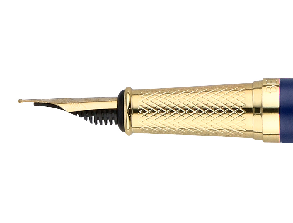 STYLO-PLUME ET ETUI SIMILI CUIR BELIUS SOIREE ALUM. DETAILS ET ATTRIBUTS OR ENCRE BLEUE COL. BLEU MARINE COFFRET CADEAU