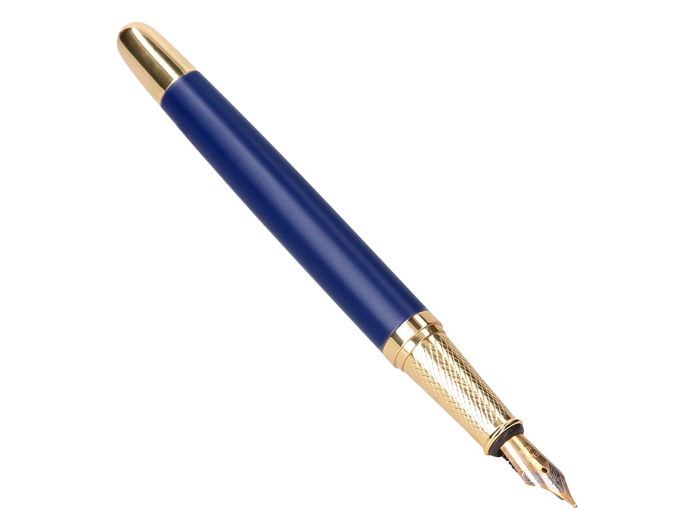STYLO-PLUME ET ETUI SIMILI CUIR BELIUS SOIREE ALUM. DETAILS ET ATTRIBUTS OR ENCRE BLEUE COL. BLEU MARINE COFFRET CADEAU