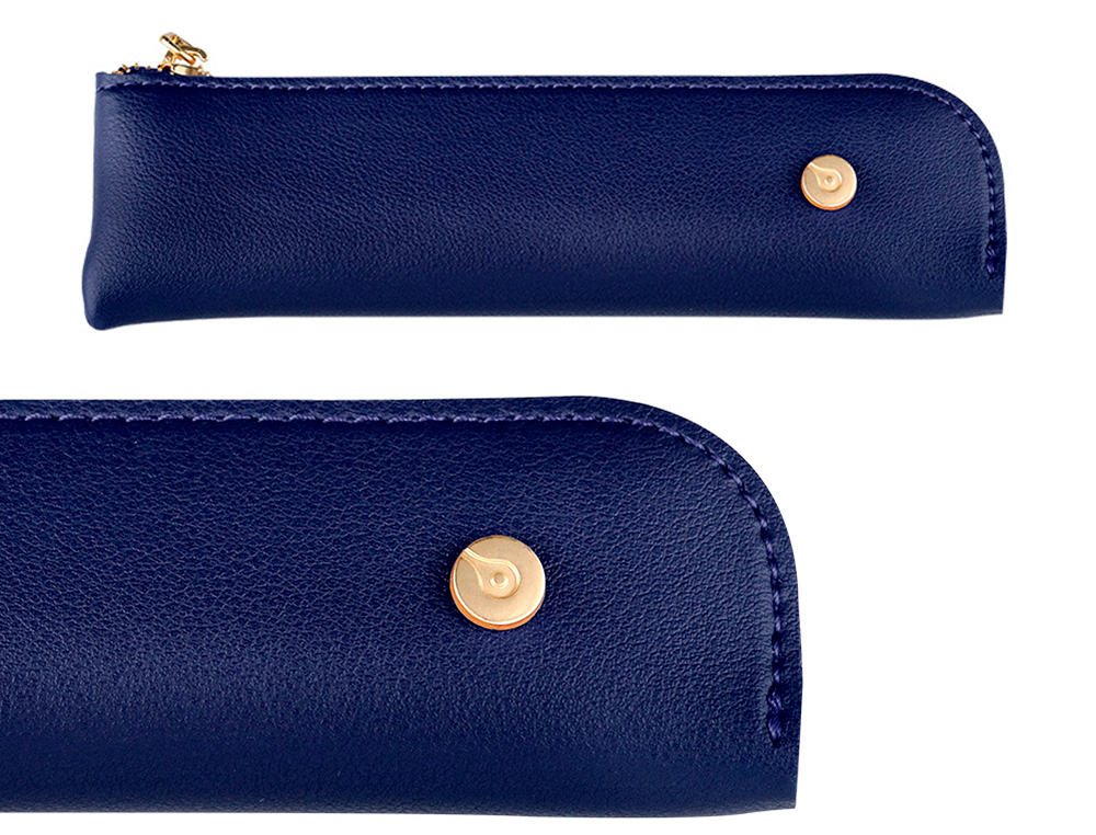 STYLO-PLUME ET ETUI SIMILI CUIR BELIUS SOIREE ALUM. DETAILS ET ATTRIBUTS OR ENCRE BLEUE COL. BLEU MARINE COFFRET CADEAU