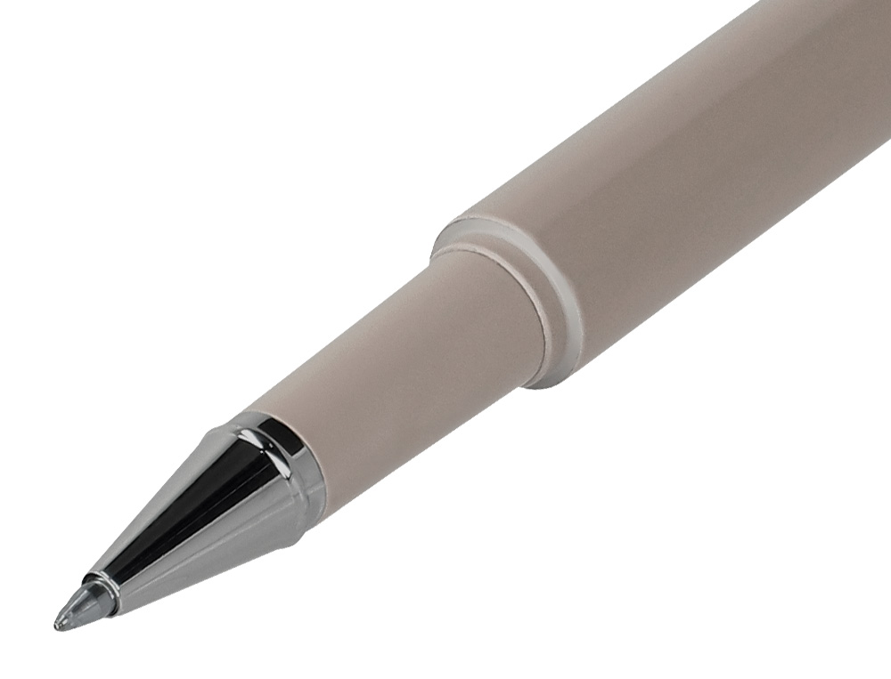 ROLLER ET ETUI EN SIMILI CUIR BELIUS SPACE B MONOCHROME SANS AGRAFE ENCRE BLEUE COLORIS GRIS DANS COFFRET CADEAU
