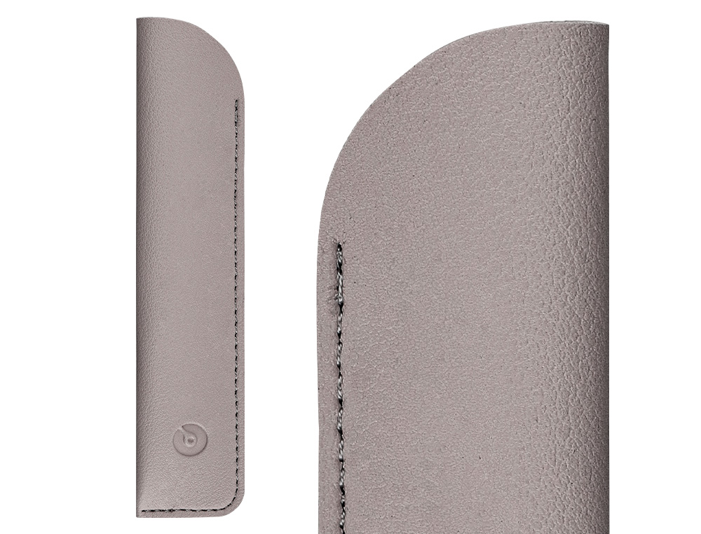 ROLLER ET ETUI EN SIMILI CUIR BELIUS SPACE B MONOCHROME SANS AGRAFE ENCRE BLEUE COLORIS GRIS DANS COFFRET CADEAU