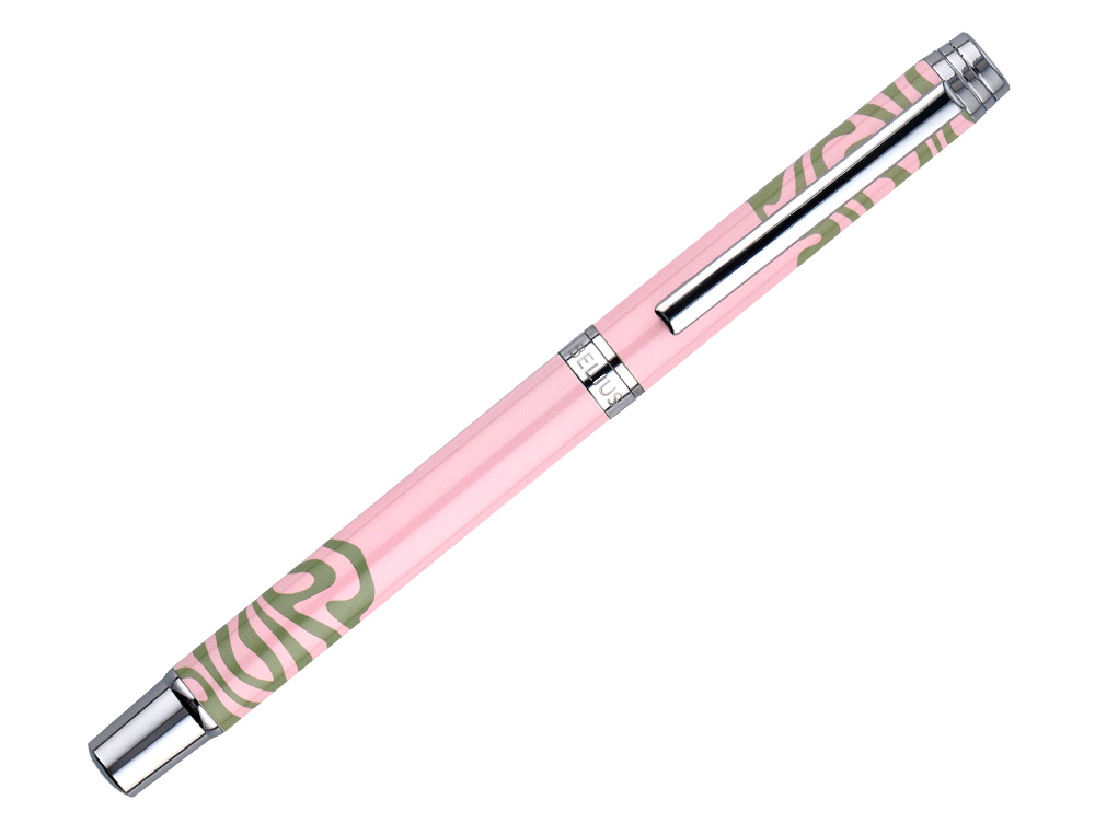 ROLLER BELIUS INK DREAMS ALUMINIUM ATTRIBUTS ARGENT ENCRE NOIRE COLORIS ROSE ONDULATIONS VERT MATCHA DANS COFFRET CADEAU
