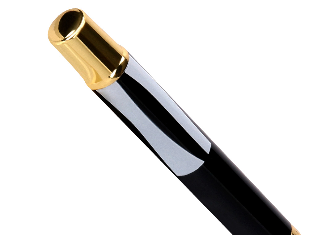 ROLLER BELIUS B&W ALUMINIUM ATTRIBUTS OR ENCRE NOIRE COLORIS BLANC ZEBRURES NOIRES DANS COFFRET CADEAU